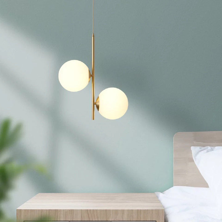 Modern Dual Globe Pendant Light with Brass Finish