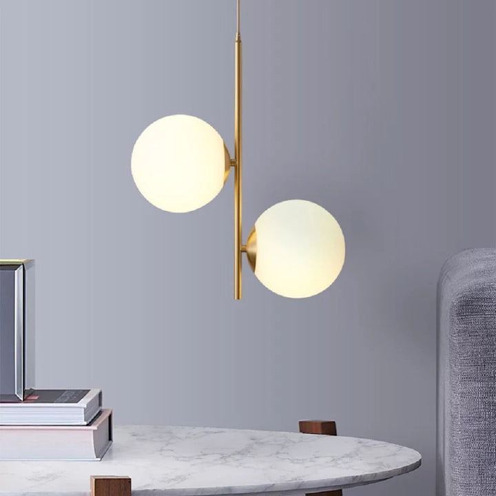 Modern Dual Globe Pendant Light with Brass Finish