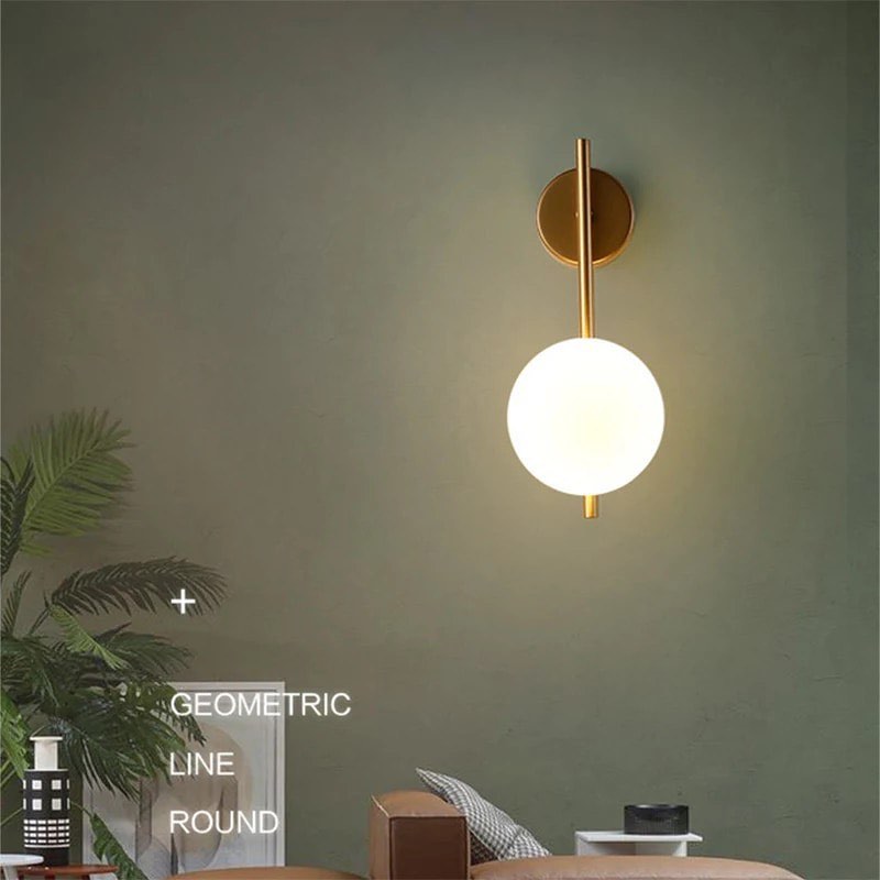 Modern Brass Wall Sconce with Globe Light