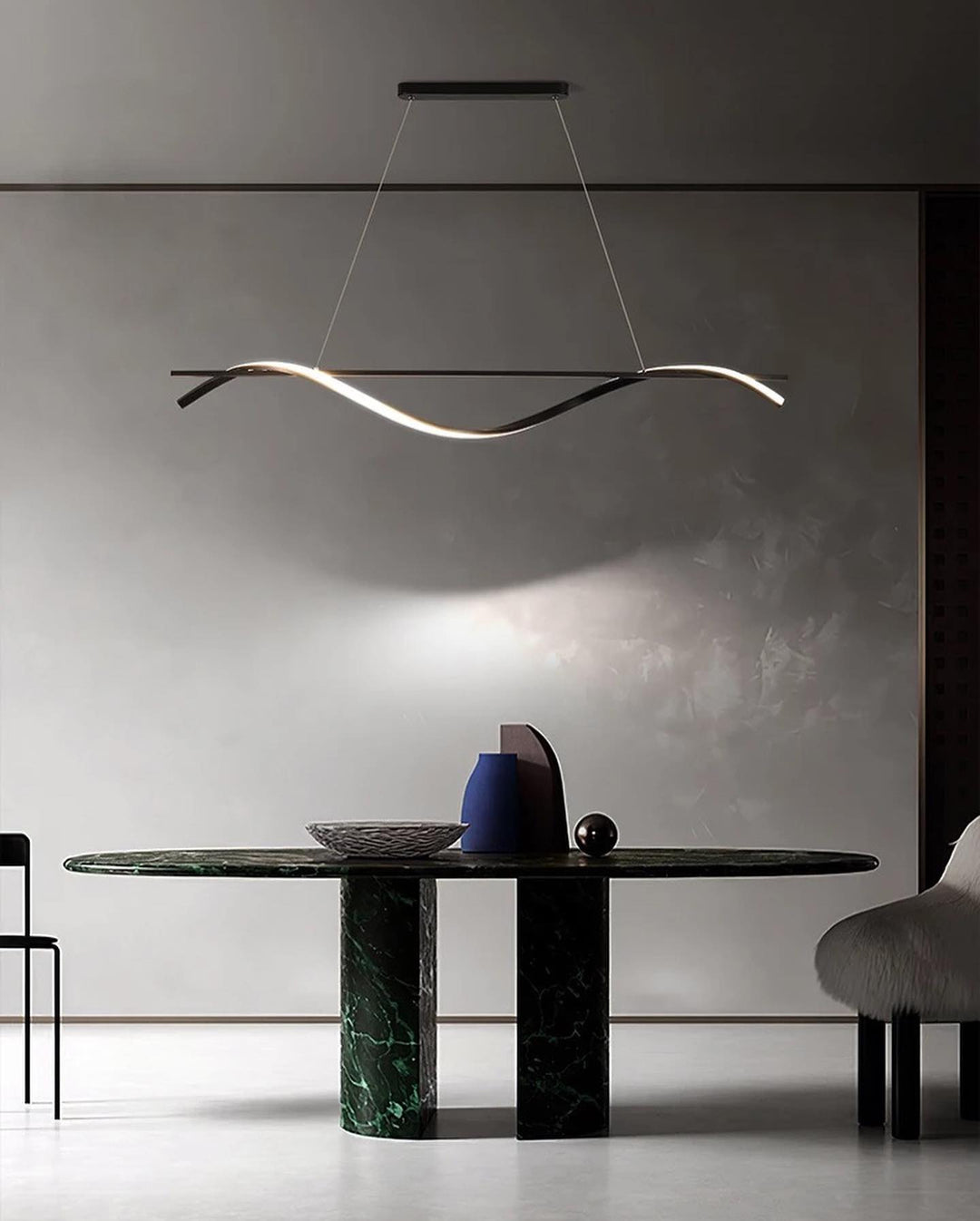 Modern LED Wave Pendant linear Light for Dining Room