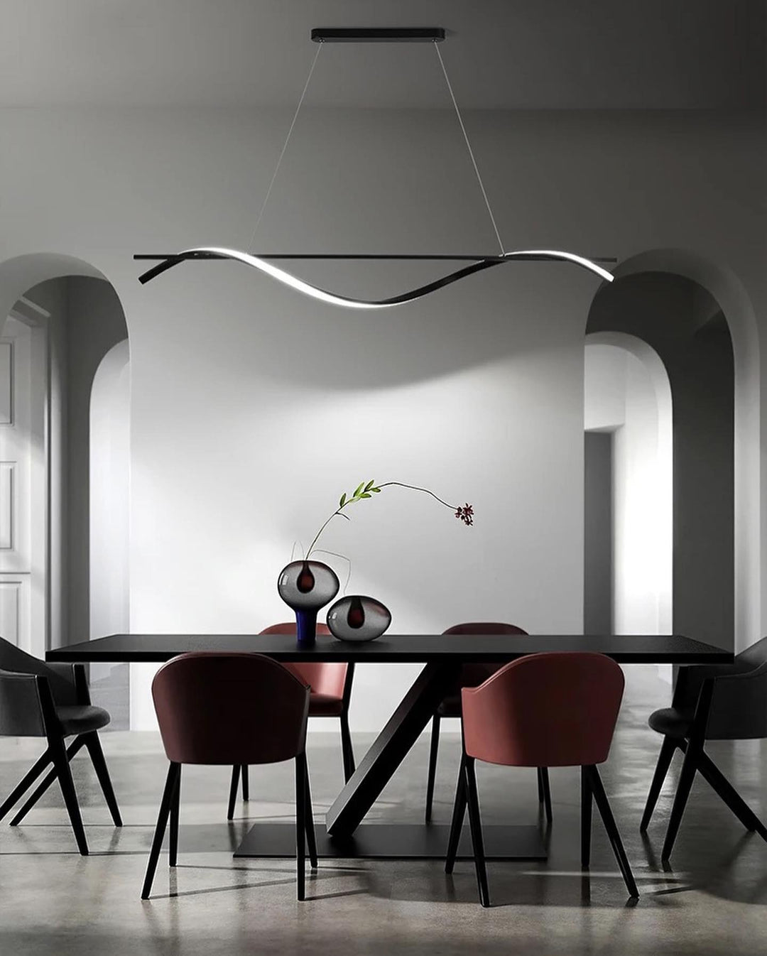 Modern LED Wave Pendant linear Light for Dining Room