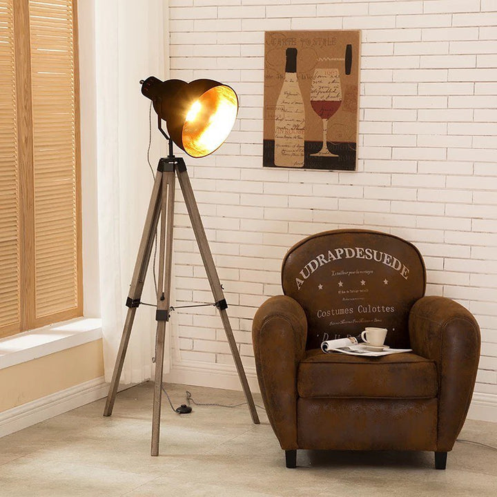 Vintage Industrial Tripod Spotlight Floor Lamp
