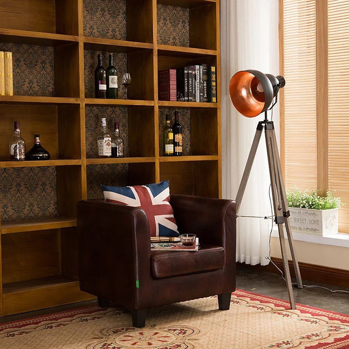 Vintage Industrial Tripod Spotlight Floor Lamp