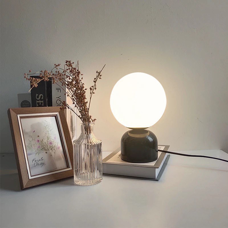 Minimalist Globe Table Lamp with Ceramic Base