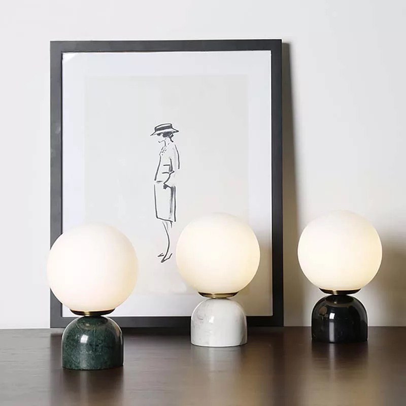 Minimalist Globe Table Lamp with Ceramic Base