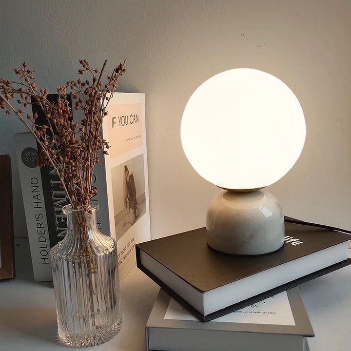 Minimalist Globe Table Lamp with Ceramic Base