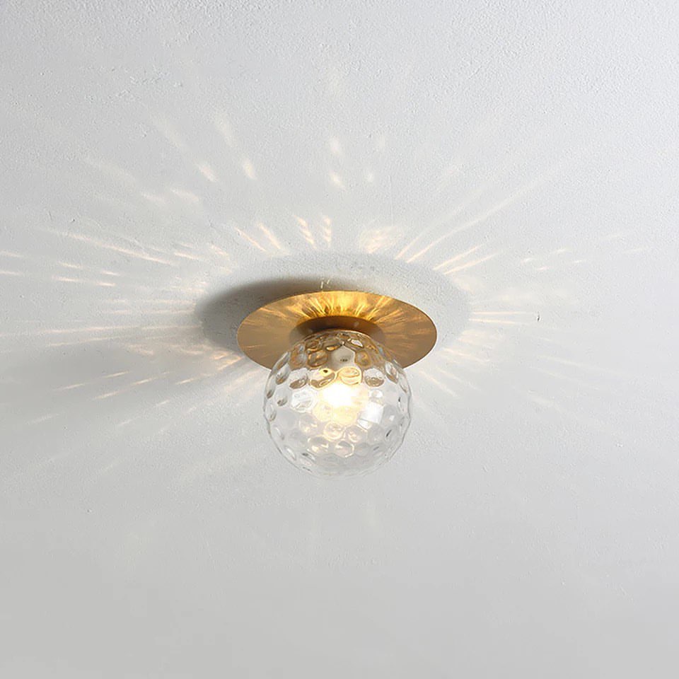 Modern Brass Ceiling Light with Frosted Glass Globe