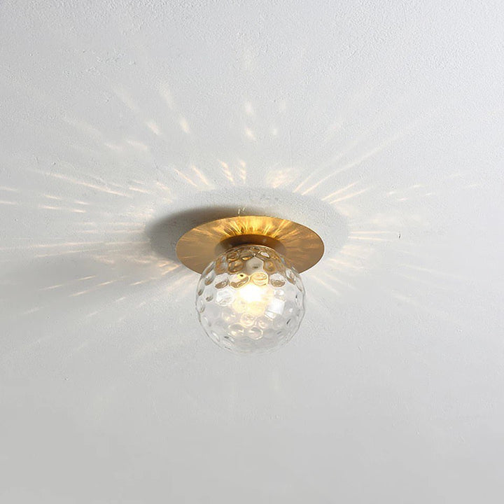 Modern Brass Ceiling Light with Frosted Glass Globe