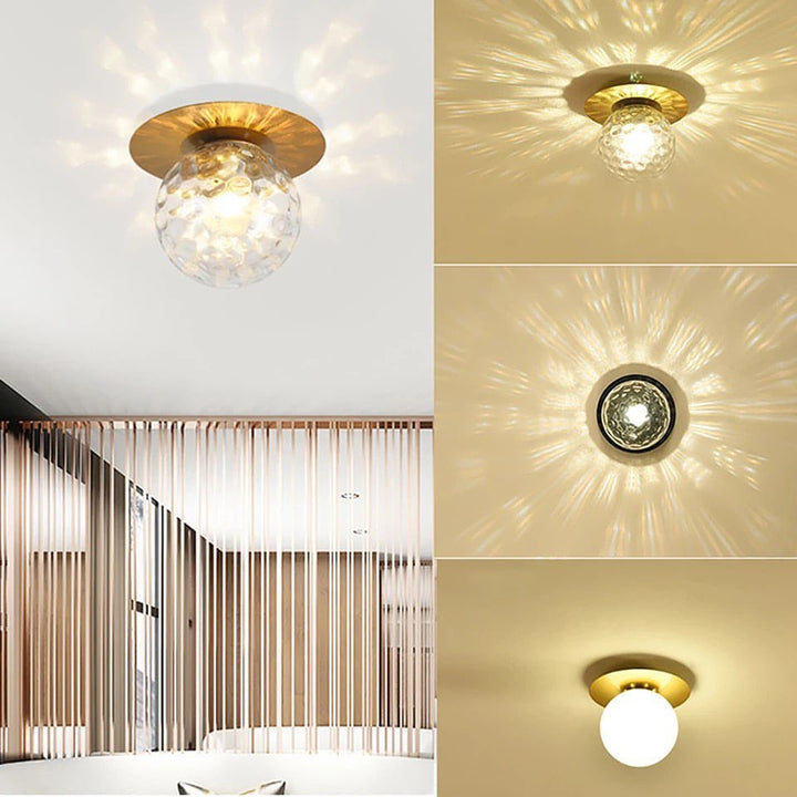 Modern Brass Ceiling Light with Frosted Glass Globe