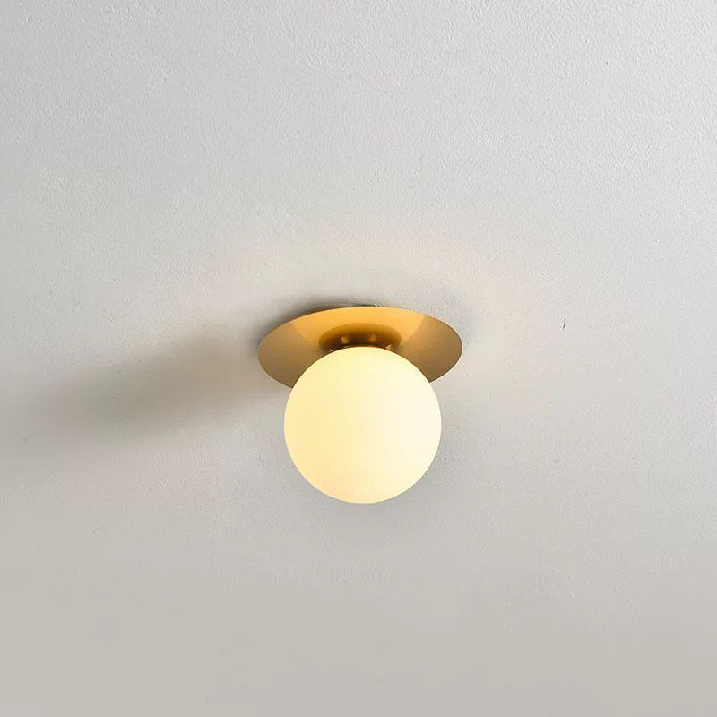 Modern Brass Ceiling Light with Frosted Glass Globe