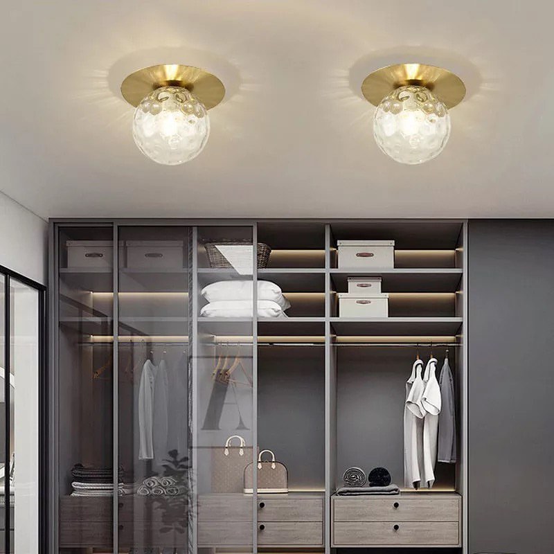 Modern Brass Ceiling Light with Frosted Glass Globe