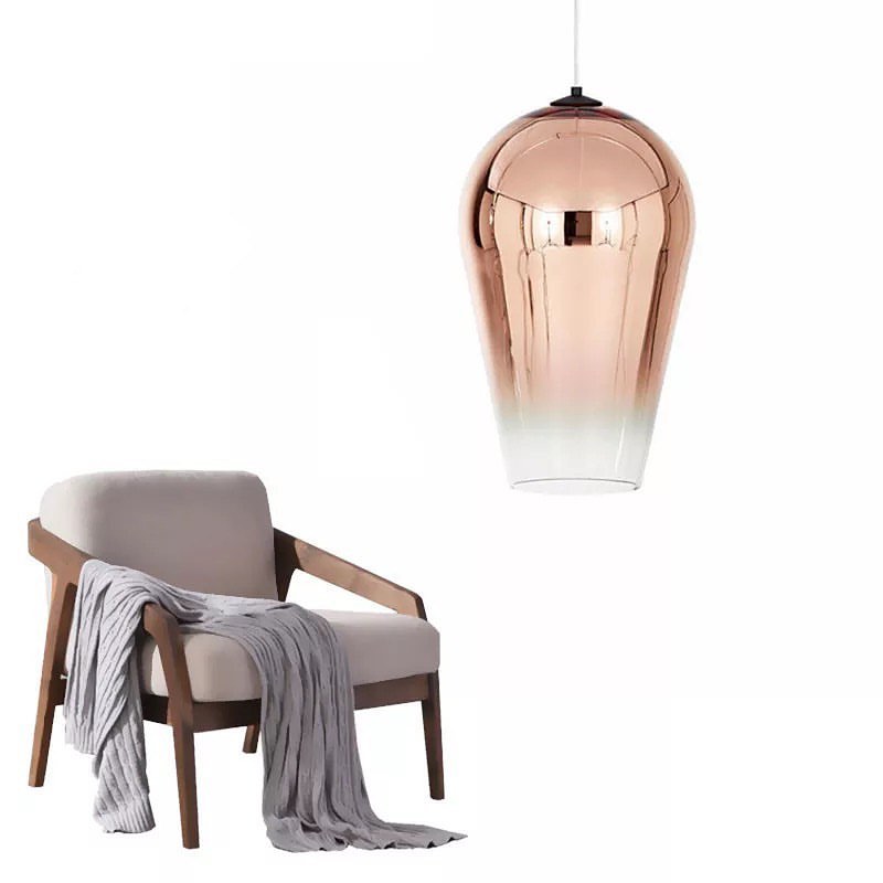 Modern Copper Glass Pendant Light