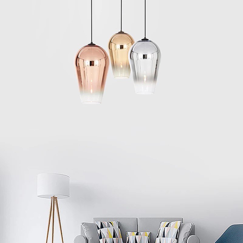 Modern Copper Glass Pendant Light