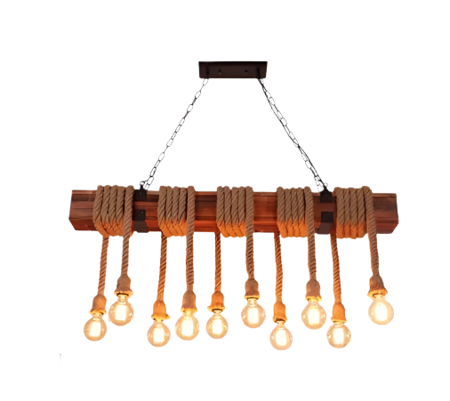 Rustic Rope and Wood Chandelier