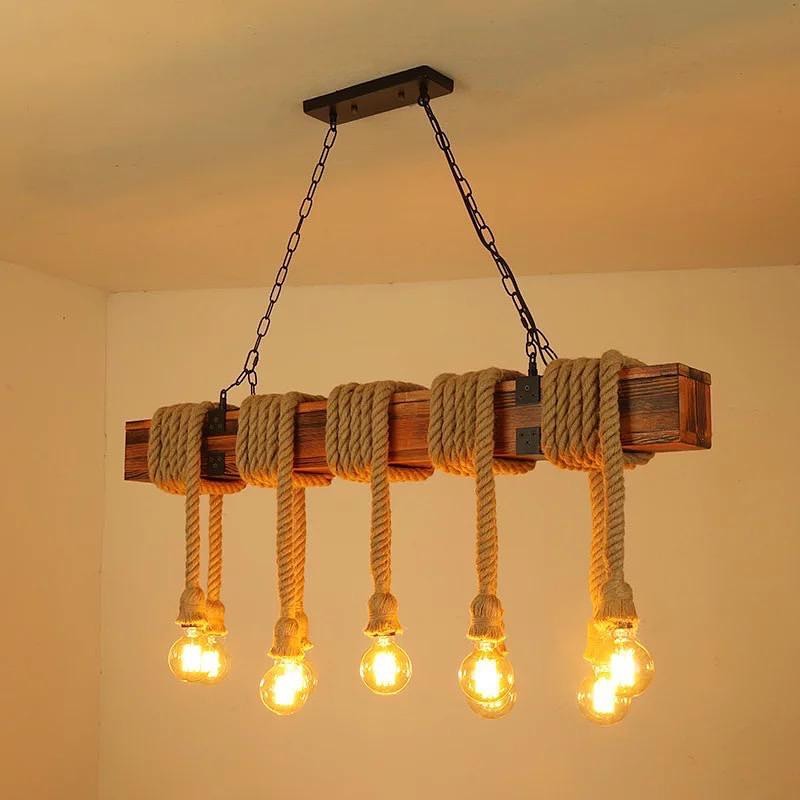 Rustic Rope and Wood Chandelier