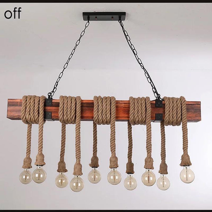 Rustic Rope and Wood Chandelier