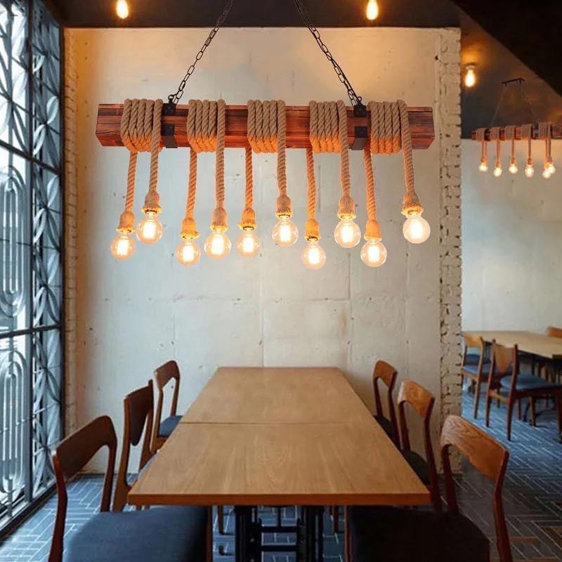 Rustic Rope and Wood Chandelier