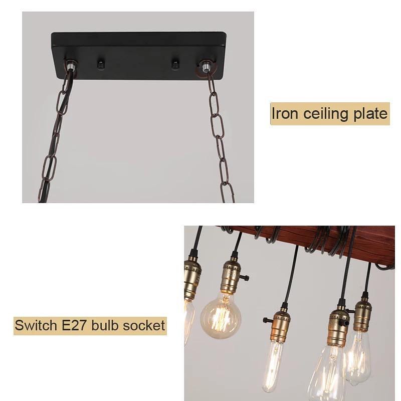 Industrial Wood and Metal Pendant Light