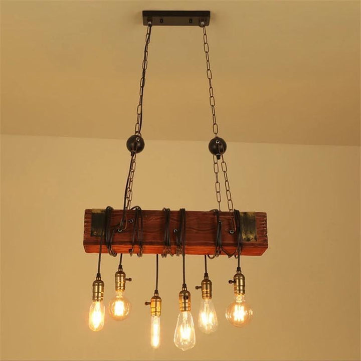 Industrial Wood and Metal Pendant Light