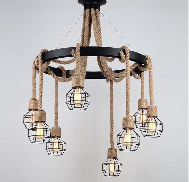 Rustic Rope and Cage Chandelier