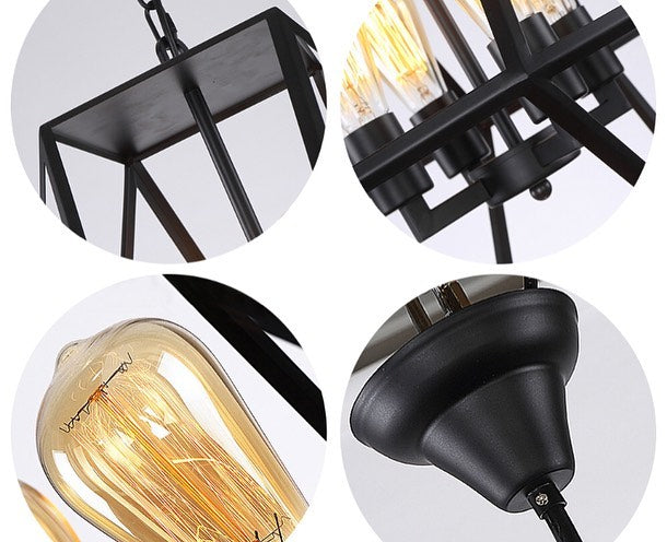 Industrial Black Geometric Pendant Chandelier