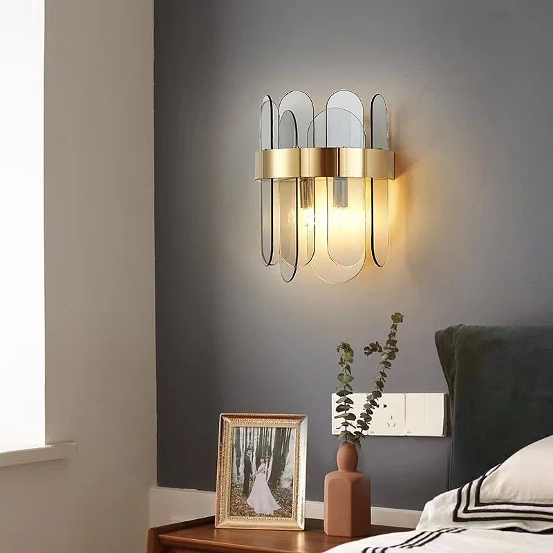 Gold and Glass Wall Sconce for Bedroom