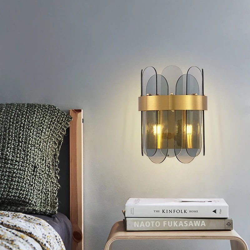 Gold and Glass Wall Sconce for Bedroom