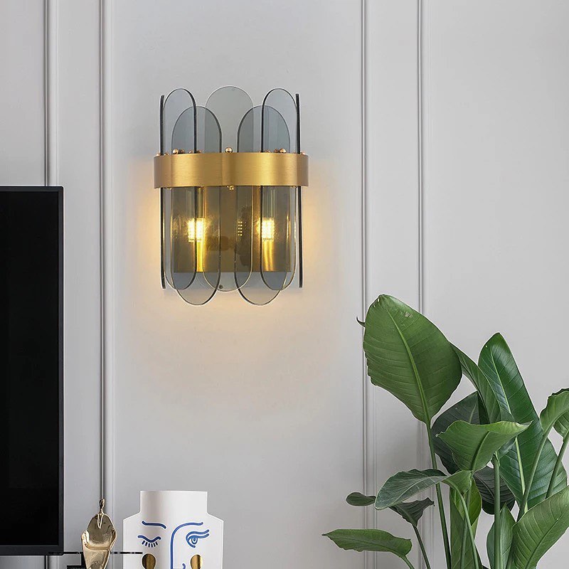 Gold and Glass Wall Sconce for Bedroom