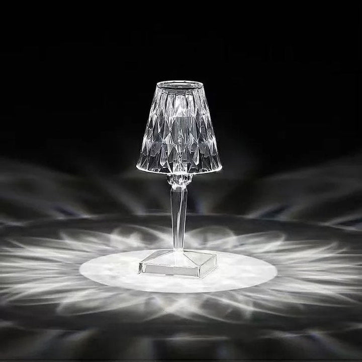 Rechargeable Crystal Table Lamp with Diamond-Cut Shade