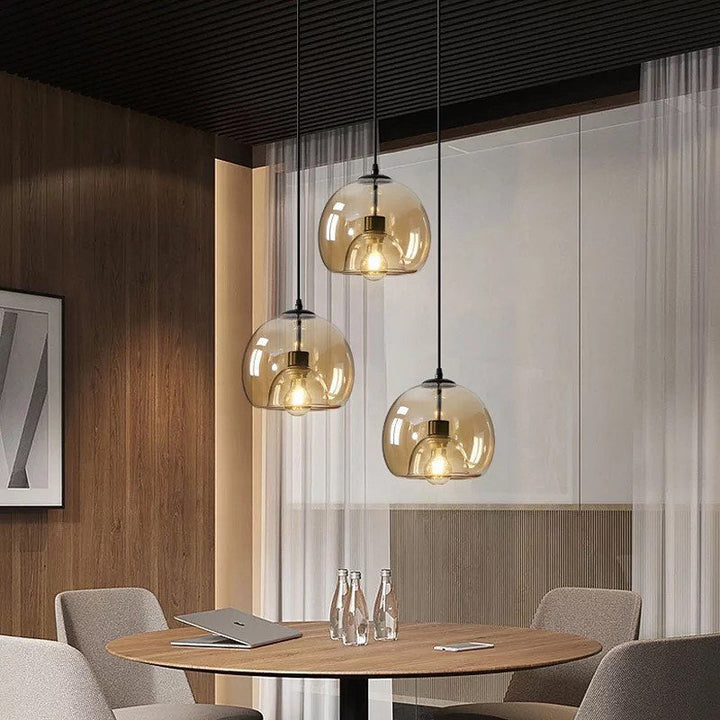 Modern Glass Globe Pendant Light Set