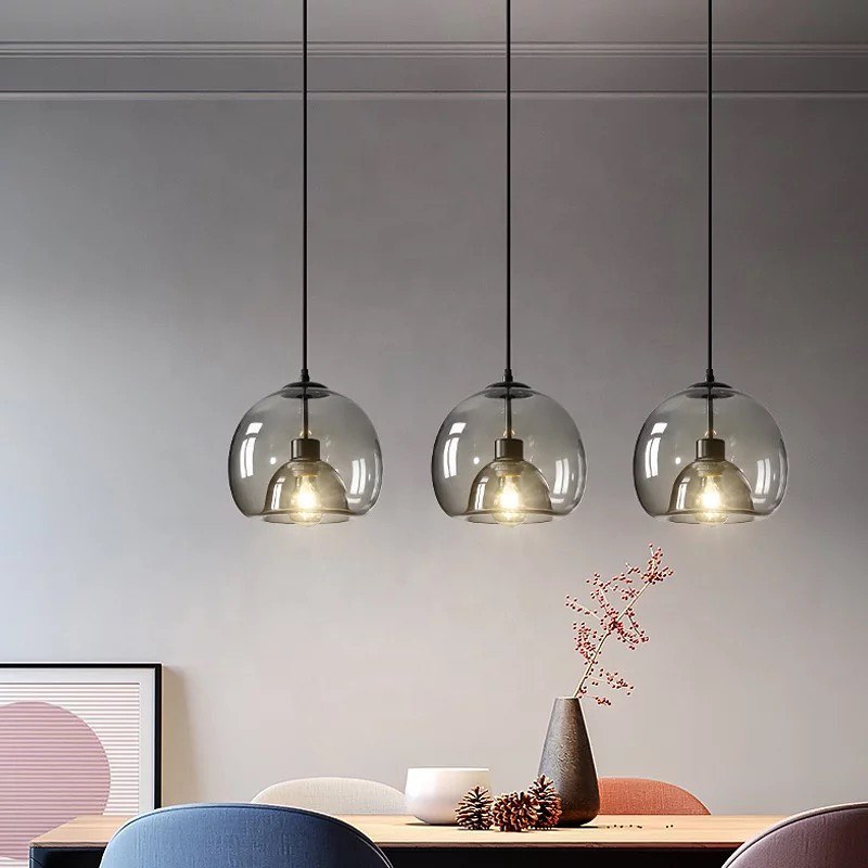 Modern Glass Globe Pendant Light Set