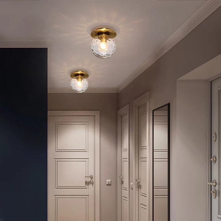 Modern Brass Ceiling Light with Frosted Glass Globe