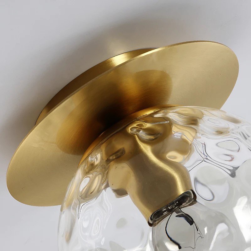 Modern Brass Ceiling Light with Frosted Glass Globe