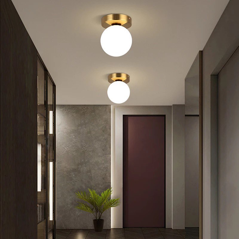 Modern Ceiling Light with Globe Shade and Gold Finish