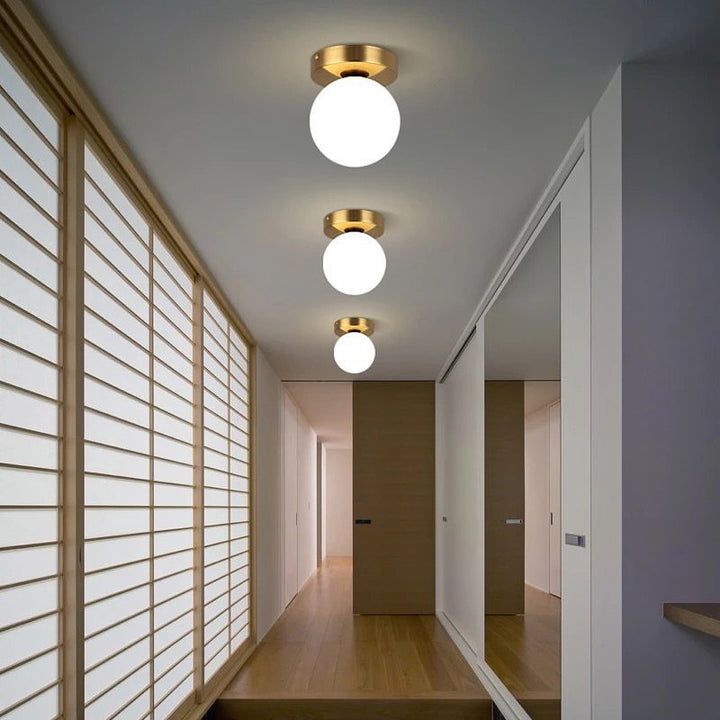 Modern Ceiling Light with Globe Shade and Gold Finish