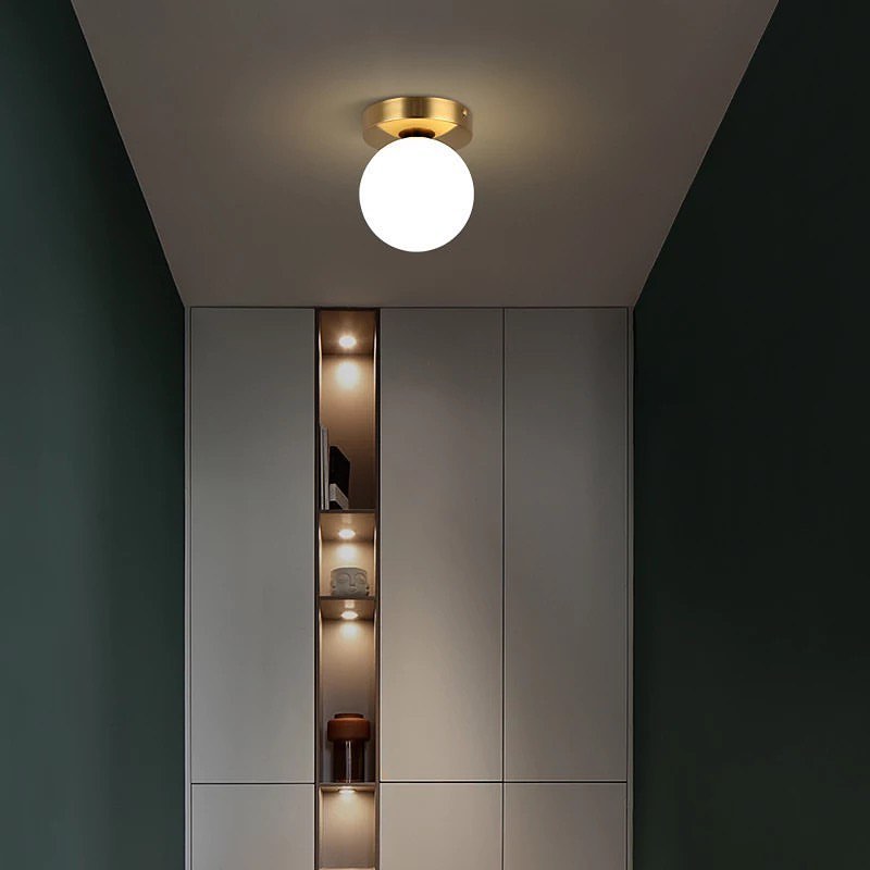 Modern Ceiling Light with Globe Shade and Gold Finish