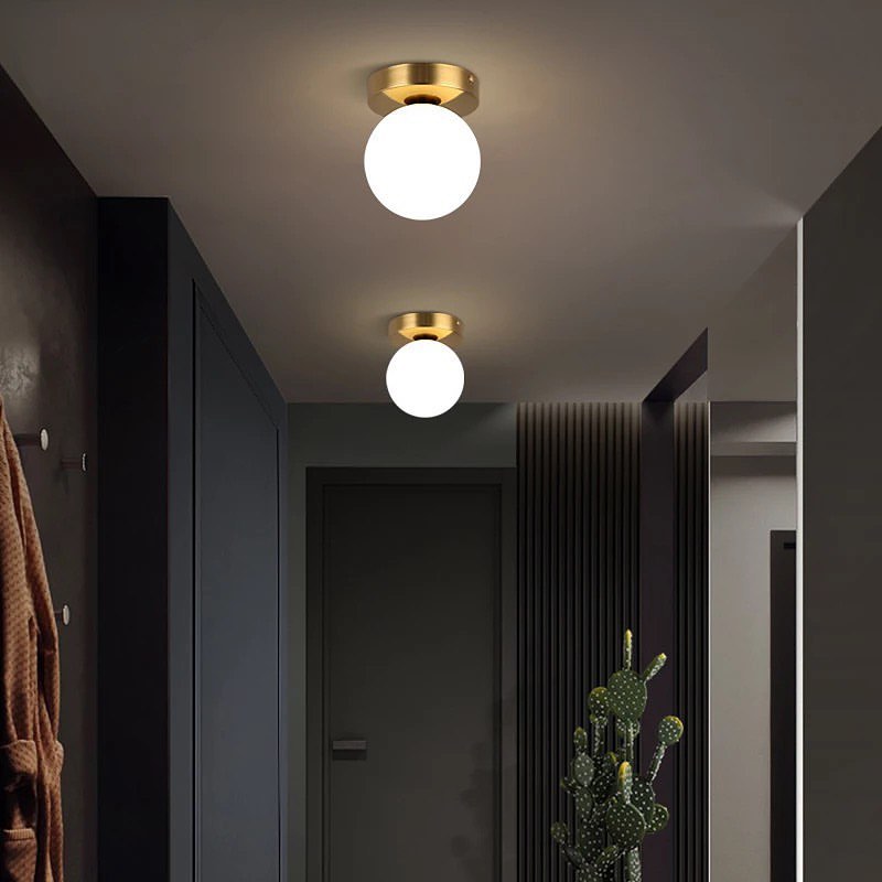 Modern Ceiling Light with Globe Shade and Gold Finish