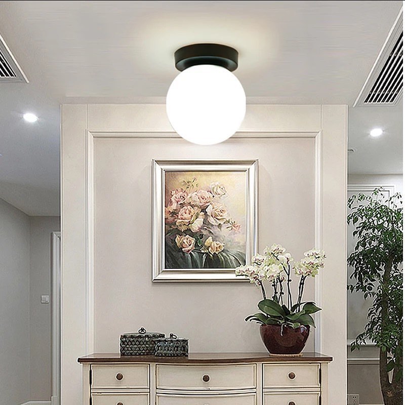 Modern Ceiling Light with Globe Shade and Gold Finish