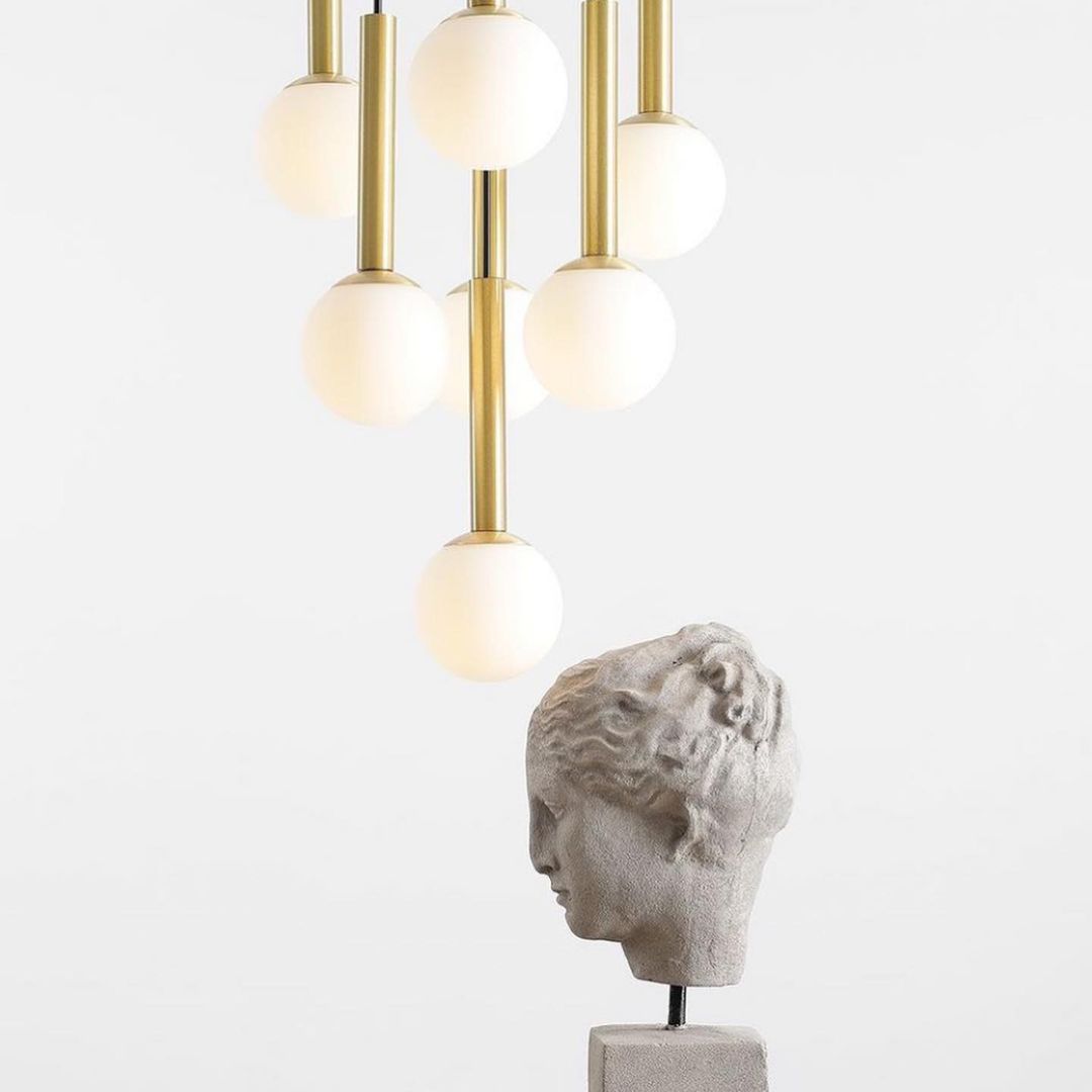 Modern Pendant Light with Frosted Globe and Gold Finish