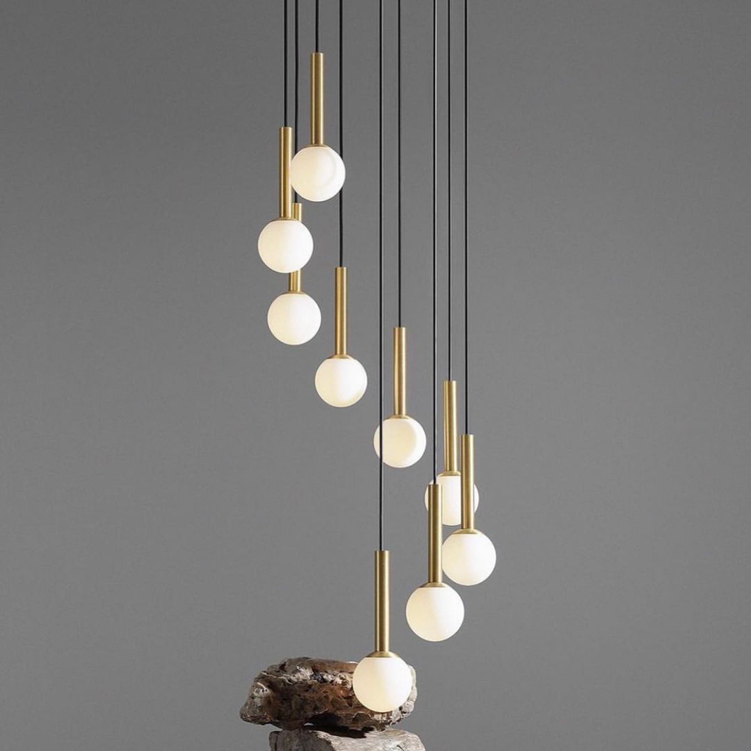 Modern Pendant Light with Frosted Globe and Gold Finish