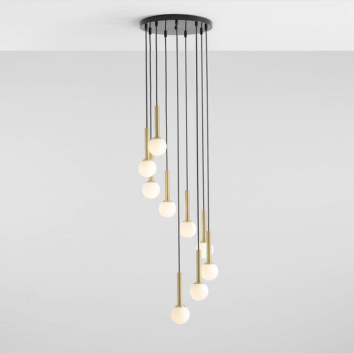 Modern Pendant Light with Frosted Globe and Gold Finish