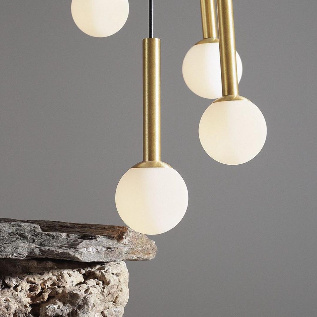 Modern Pendant Light with Frosted Globe and Gold Finish