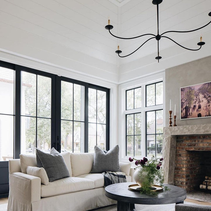 Minimalist Black Sprawling Chandelier for Living Room