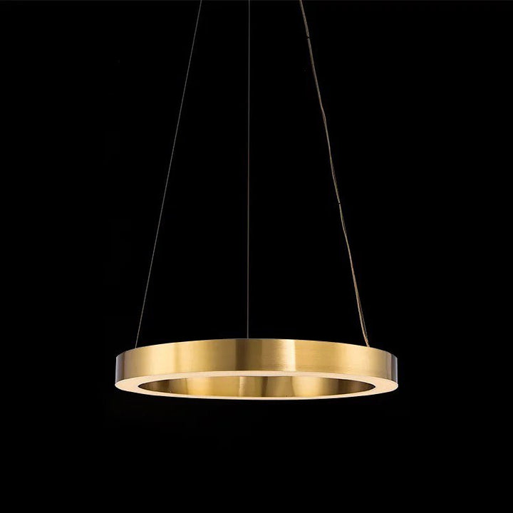 Sleek Modern LED Gold Ring Pendant Light