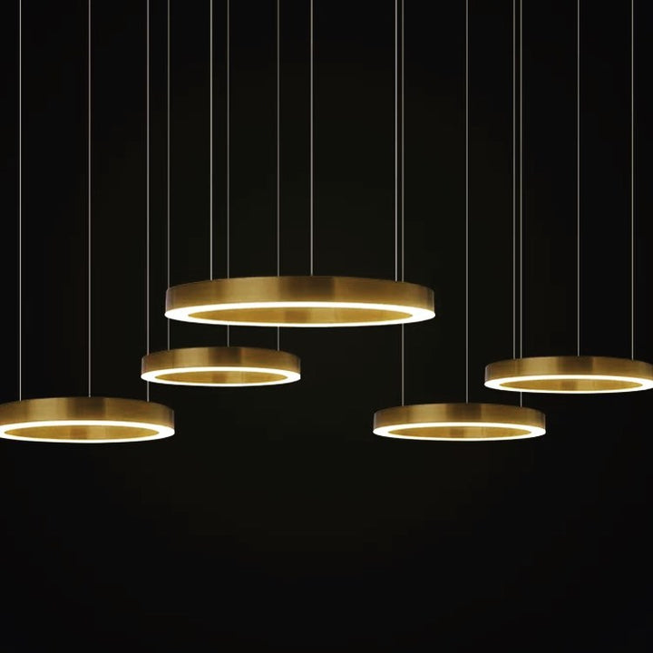 Sleek Modern LED Gold Ring Pendant Light