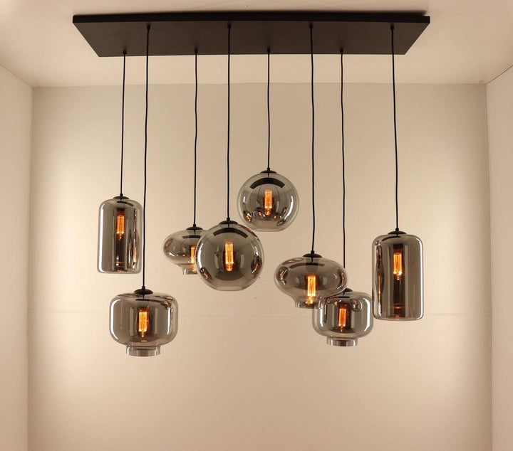 Modern Multi-Pendant Light with Smoked Glass Shades