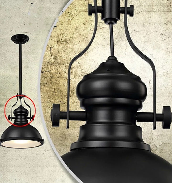 Industrial Black Pendant Light with Dome Shade