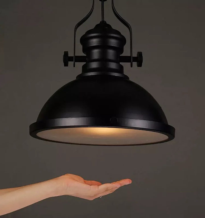 Industrial Black Pendant Light with Dome Shade