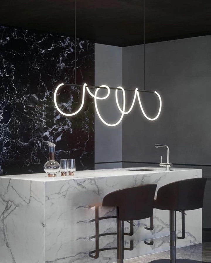 Minimalist LED Loop Pendant Light with Artistic linear Design