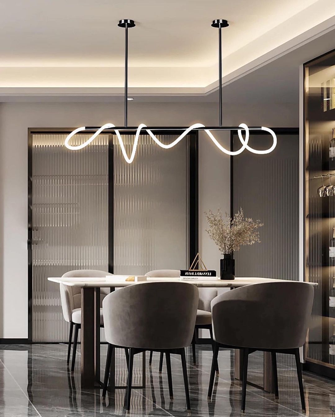 Minimalist LED Loop Pendant Light with Artistic linear Design